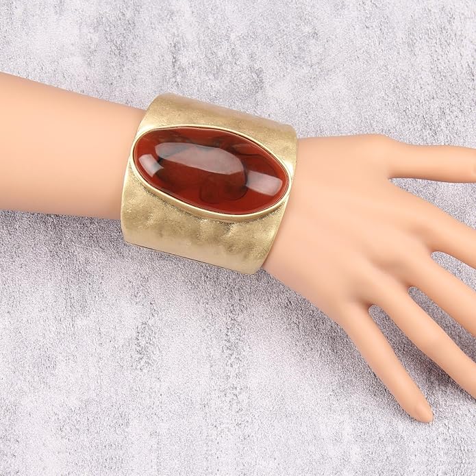 Gold Cuff Bracelet for Women Silver Beaded Bracelets Open Bangle Stackable Stretch Bead Bracelet Boho Jewelry Gifts for Wife Couple