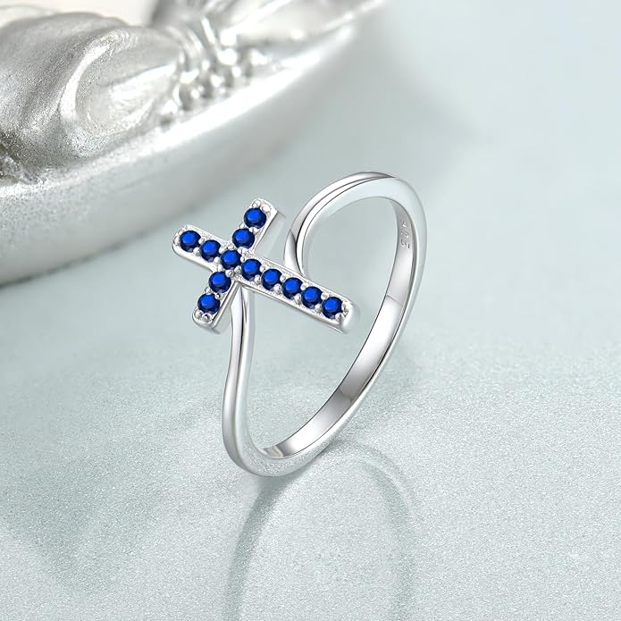 STARCHENIE 925 Sterling Silver Cross Ring for Women Size 5-10