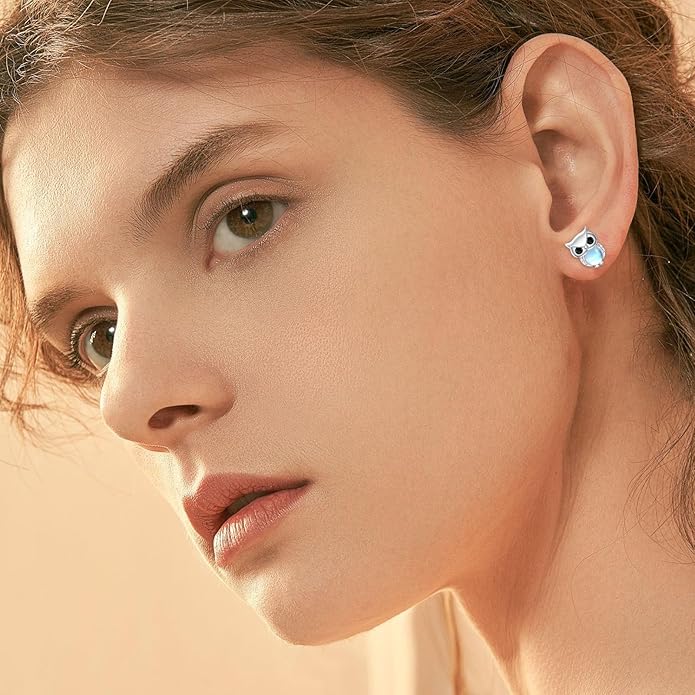 PELOVNY Animal Dangle Earrings Sterling Silver Hypoallergenic Moss Agate Crystal Moonstone Earrings Bee Butterfly Dolphin Peacock Phoenix Jewelry Birthday Christmas Gifts for Women