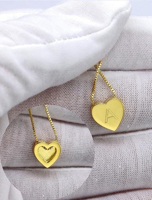 YL Initial Necklace 925 Sterling Silver Heart Letter Pendant A-Z Alphabet Cubic Zirconia Jewelry for Women
