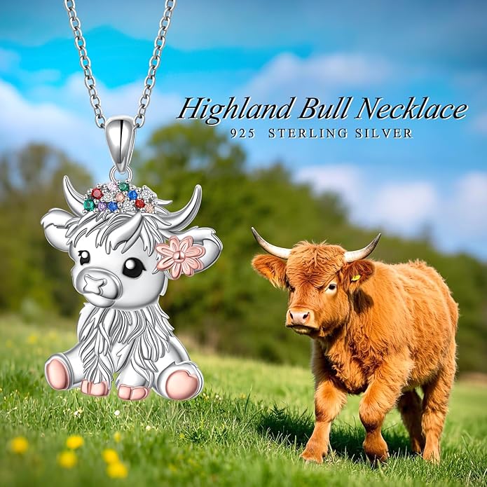 FLYOW 925 Sterling Silver Cute Animal Jewelry Hummingbird/Butterfly/Wolf/Corgi/Cat/Snake/Spider/Bat/Penguin/Bear/Opossum/Frog/Guinea Pig for Women Mother Friend Animal Lovers