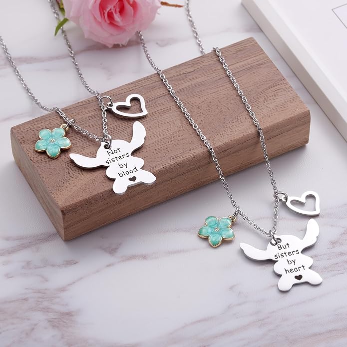 2PCS Best Friend Necklace Set, BFF Friendship Necklace for 2, Long Distance Birthday Jewelry Gift for Sister Bestie