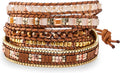 Bracelet for Women – Handmade Vegan Boho Natural Stone Layered Bracelet, Thailand Bohemian Stackable Beaded Wrap Bracelets, Summer Hippie Bracelet Stack, Fashion Jewelry Gifts