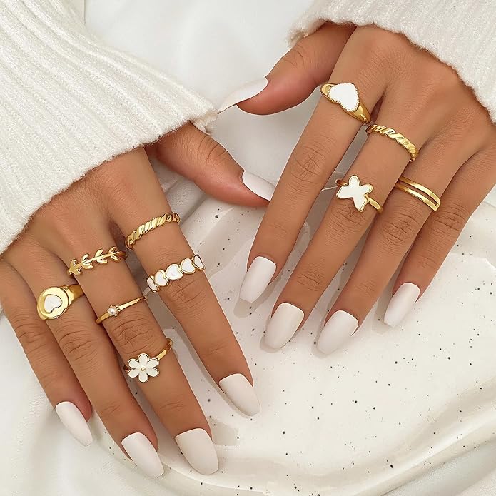 19-36 Pcs Gold Boho Knuckle Rings Set for Women, Vintage Stackable Dainty Joint Finger Gold Jewelry Set with Love Pearl and Sparkling Crystals