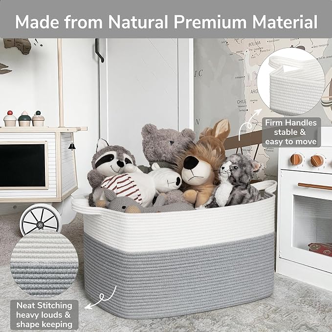 Goodpick Large Woven Rope Blanket Basket, Blankets & Clothes, Nursery & Bedroom - Image 6