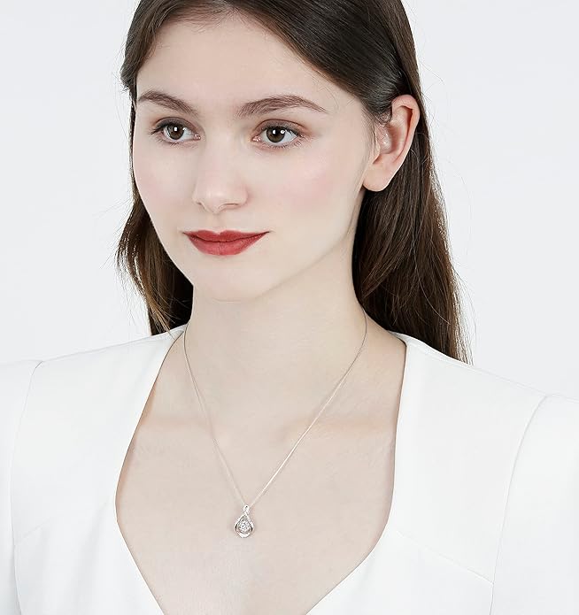 ARINZA Moissanite Necklace for Women, 1 Ct 925 Sterling Silver Dancing Diamond Pendant, 18+2 Inch Chain, Valentine’s Day Christmas Gift for Her, Wife, Mom, Anniversary, Birthday