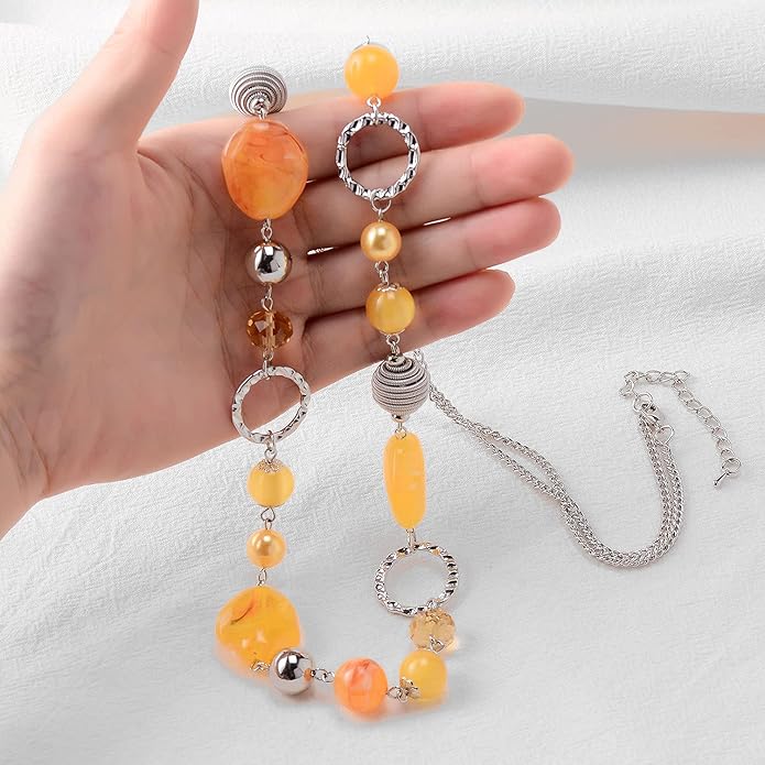 PEARL&CLUB Long Beaded Necklaces For Women - Sweater Chain Fashion Jewelry Necklace Gifts For Women