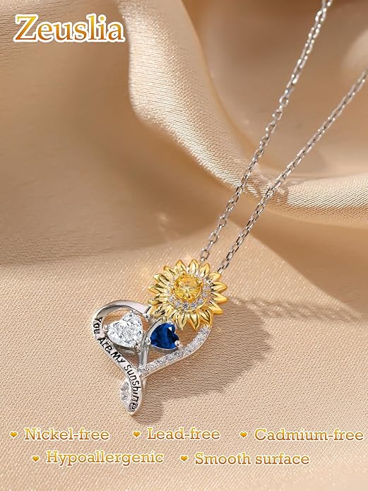 Valentine's Day Gifts for Wife 925 Sterling Silver Double Birthstone Pendant Necklaces I Love You for Always and Forever Necklace Anniversary Birthday Gifts for Wife Girlfriend Mom Her