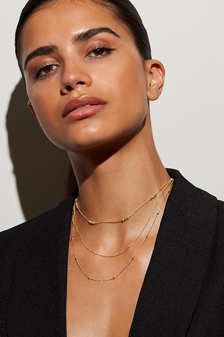 Milla Layered Necklaces for Women – 14K Gold Plated or Silver Plated Dainty Necklace Stack, Trendy Triple Chain Necklace Set
