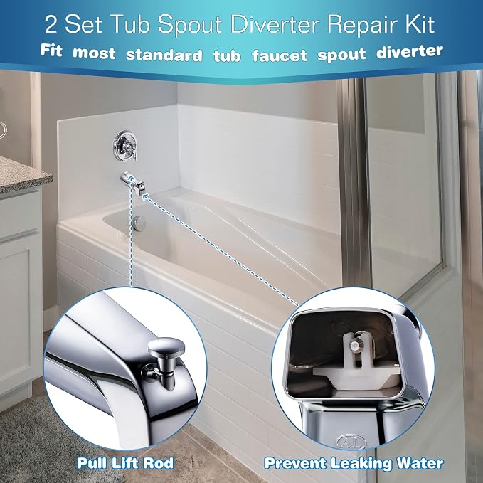 Enhon 2 Set Tub Spout Diverter Repair Kit | Includes 2 x Diverter Valve Stems - Image 3