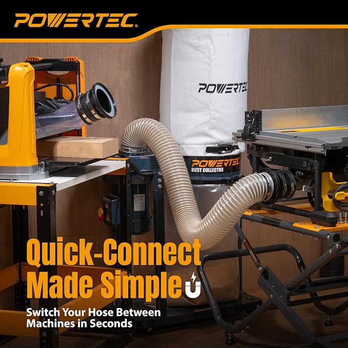 POWERTEC 4” Magnetic Connector, Magnetic Dust Collection Fitting w/ 8 Rare - Image 3