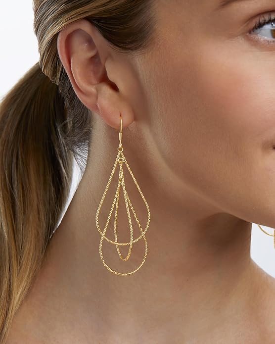 MILLA Teardrop Earrings - Designer Silver Statement Earrings or Gold Dangle Earrings for Women Trendy Upscale Dangly Earrings
