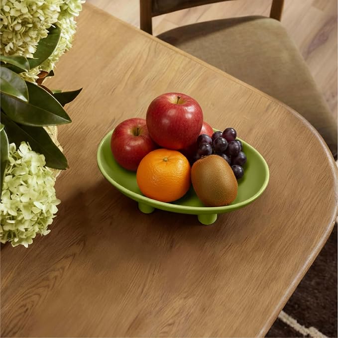 Three-Leg Ceramic Fruit Bowl, 10 Inch Oval Serving Dish - Image 5