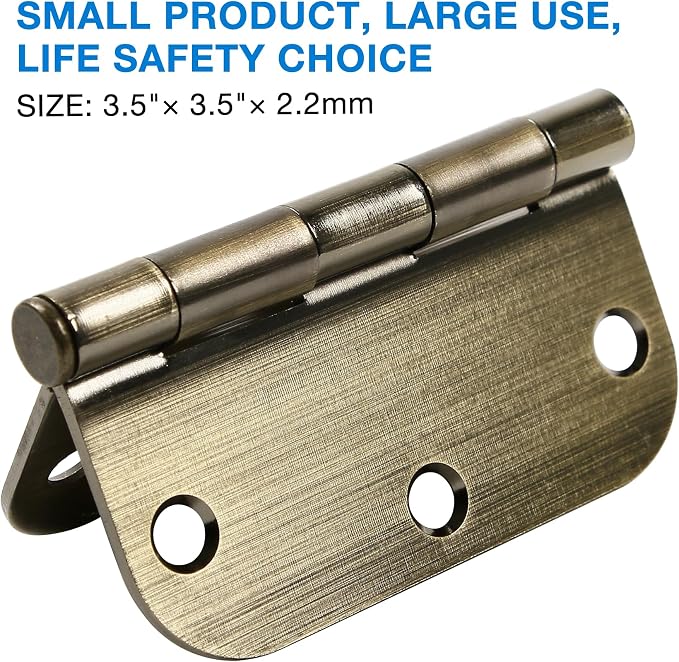 TDCHINGES Rounded Door Hinges 3.5" X 3 1/2 Inch Antique Brass 5/8" 18 Pack | - Image 3