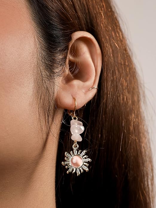 Sacina Boho Hippie Gothic Crystal Celestial Sun Earrings, Boho Earrings, Hippie Jewelry, Christmas Jewelry Gift For Women