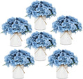 Dusty Blue Flower Table Centerpieces, Hydrangeas & Rose | Floral Arrangement by DIYDOFUN