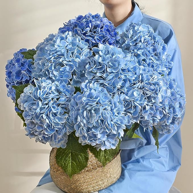 4Pcs 21in Latex Real Touch Hydrangea Artificial Flowers | Lifelike Large - Image 8