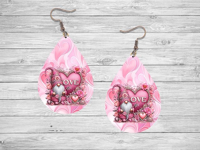 Teardrop Wood Earrings Light Weight Printed Image Dangle Jewelry, Fun and Funky