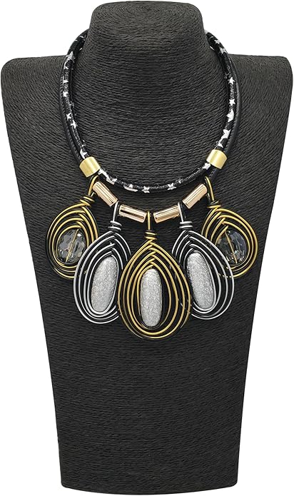 Statement African Necklace For Women African Jewelry Costume Earring Sets Tribal Fashion Colorful Big Rhinestone Crystal Pendent Collar Choker Bold Chunky Bib Handmade