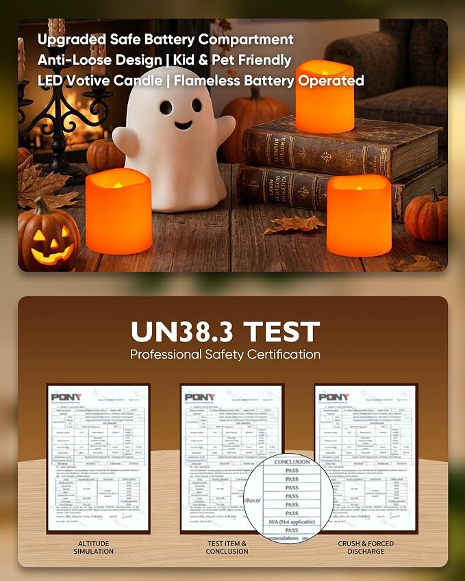 Homemory 12 Pack Orange Flameless Flickering LED Votive Tealights Candles | - Image 6