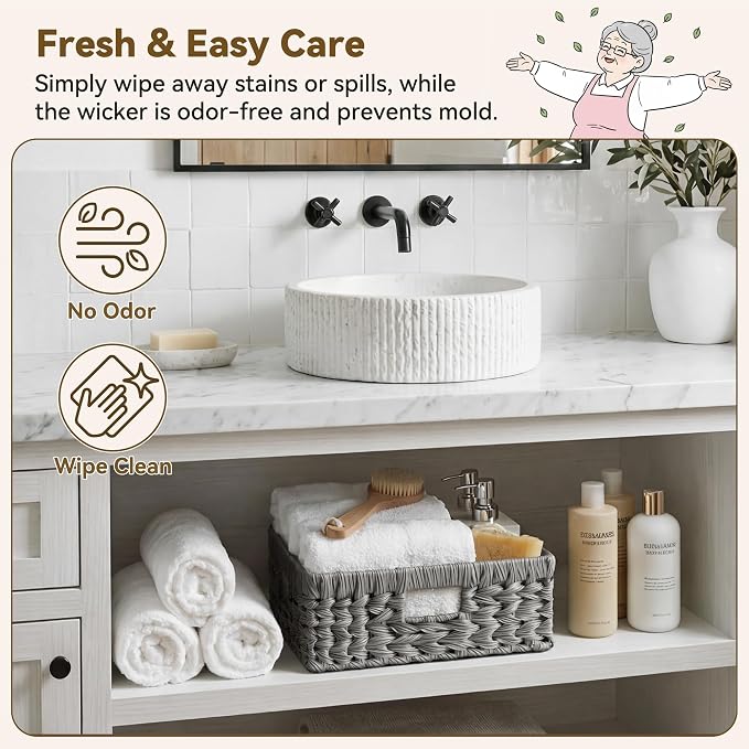 GRANNY SAYS Wicker Baskets for Organizing, Wicker Storage Baskets for Shelves - Image 3