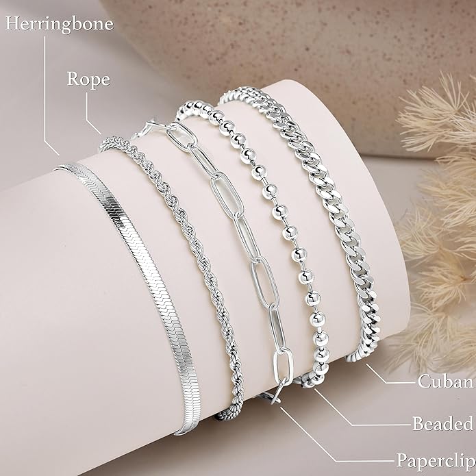 Gold Bracelets Set for Women Stack, Dainty Thick Bracelets Stack for Women Trendy, Simple Thin Gold Plated Cuff Stackable Bracelets With Beaded Cuban Paperclip Snake Rope Bangle Hand Chain Jewelry Gifts for Women Non Tainish