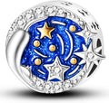 925 Sterling Silver Charms Bead for Bracelets Necklaces, Star Moon Crescent Sun Solar Pendent, Blue Ocean Starfish Shells Turtle Crab Starry Sea Cute Jewelry Birthday Gifts for Women Men