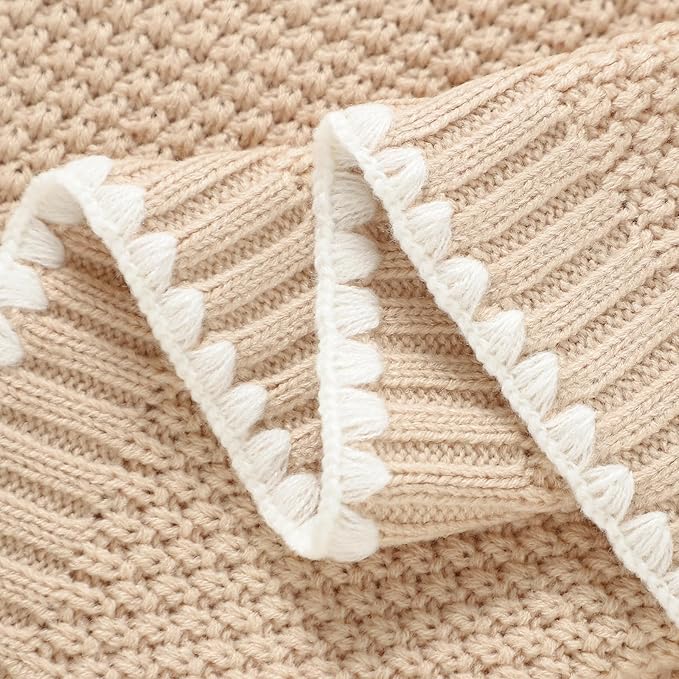 Neiwech Baby Blanket Knit Cozy Soft Lightweight Crib Stroller Nursery Receiving Swaddling Blankets for Newborn Infants Boys Girls Camel 30x40 Inch