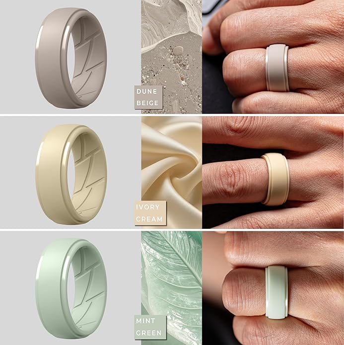 ThunderFit Men's Silicone Rings 10mm Wide 2.5mm Thick Rubber Bands, Breathable, Variety Multipack 1-10