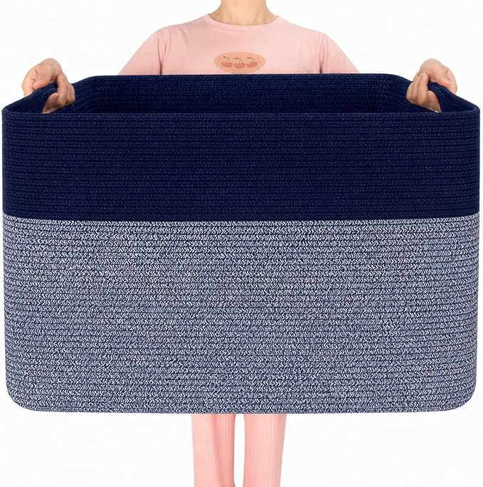 112L Extra Large Blanket Basket Holder Living Room, Dog Toy Organizer Bin Box by MINTWOODDesign