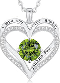 LOUISA SECRET Love Heart Birthstone Necklaces for Women, Birthday Gift for Girlfriend, Anniversary Jewelry Gift for Wife Her, 925 Sterling Silver Women Pendant Necklace, Mother's Day Christams Gift