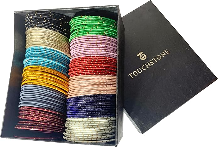 Touchstone indian bangles bracelets for women colorful churiyan set return gifts jewelry chudiya bulk pack bollywood metal bangle sets 12 textured vintage colors. Set of 144
