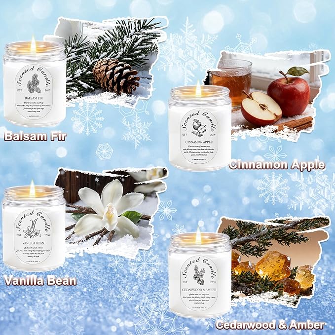 Scented Candle Gift Set, 4 Pack 28oz Soy Wax Aromatherapy Candles | Cinnamon - Image 3