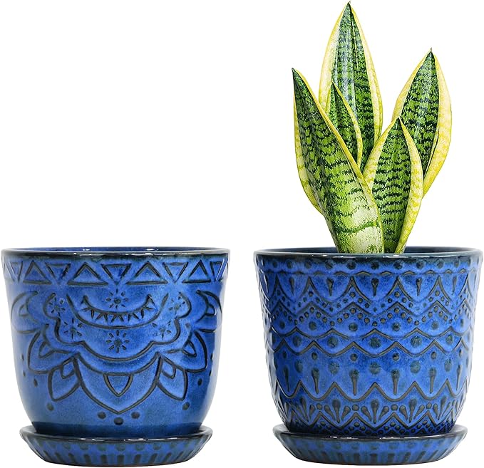 Gepege Ceramic Plant Pots, 6 Inch Indoor Planters by Gepege