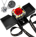 Preserved Red Real Rose with Heart I Love You Necklace -Eternal Flowers Rose Valentines Day Gifts for Her Wife Girlfriend Women Mom Grandma on Valentines Mothers Day Christmas Anniversary Romantic-Red