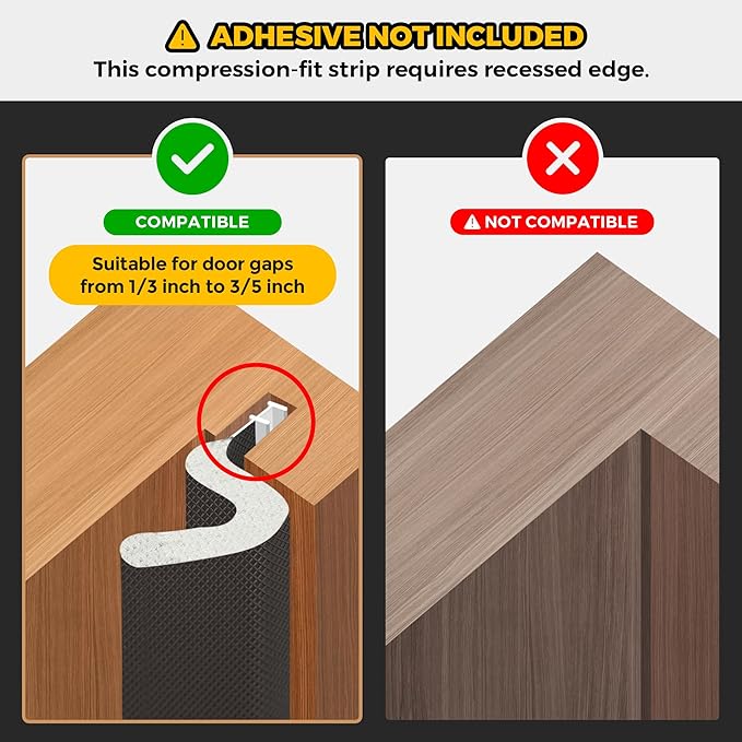 Ravinte Weather Stripping Door Seal, Q-Shaped Kerf Foam Strip, 8 FT, No Adhesive - Image 2