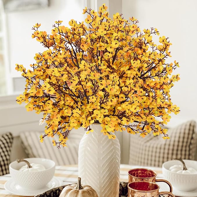 10 Pcs Fall Flowers, Real Touch Babys Breath Artificial Flowers, Full Baby - Image 5