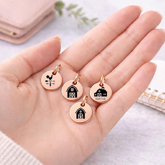SM Design Western Charm Set of 4 – Stainless Steel Western Charms for Bracelets & Necklaces – Cowgirl, Ranch & Country Style Jewelry Charms – Western Gift for Women & Moms