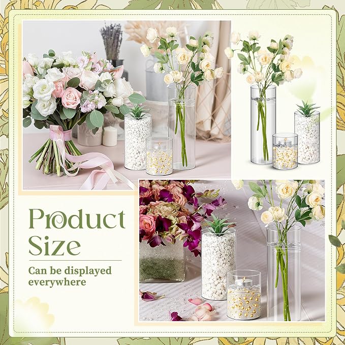 Nuogo 90 Pcs Plastic Cylinder Vases Tall Plastic Flower Vases - Image 5