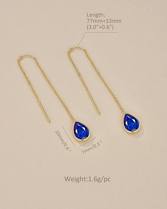 Long Dainty 18K gold plated Threader Chain (Green, Purple) Emerald Purple Dangle Earrings for Women by SNGIA, Minimalist Fashion Statement Trendy Thin Drop Jewelry Gifts