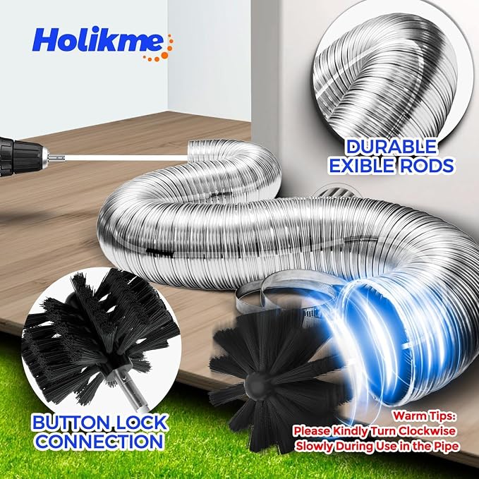 Holikme Dryer Vent Cleaner Kit - 40Ft Flexible Lint Brush - Image 2