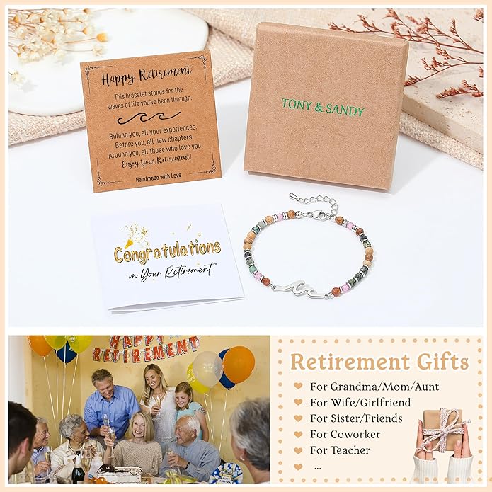 TONY & SANDY Friend Gifts for Women, Unique Valentine's Day Gifts for Her, Sister Gifts from Sister, Wave Bracelet, Christmas Birthday Gifts for Women, Bestie Friendship Bracelets