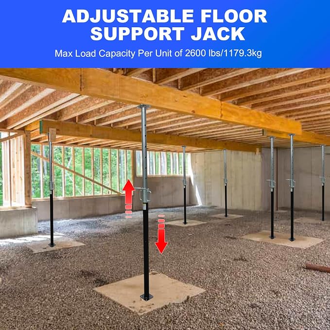 2 Pack House Floor Jack, Adjustable Support Beam Basement Jack, 2300 lbs Load - Image 3