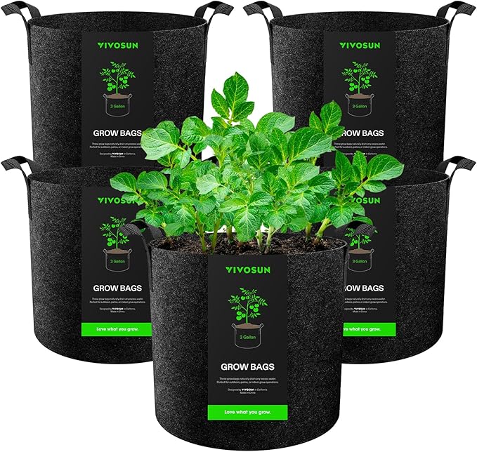 VIVOSUN 5-Pack 3 Gallon Plant Grow Bags Heavy Duty Thickened Nonwoven Fabric by Unknown