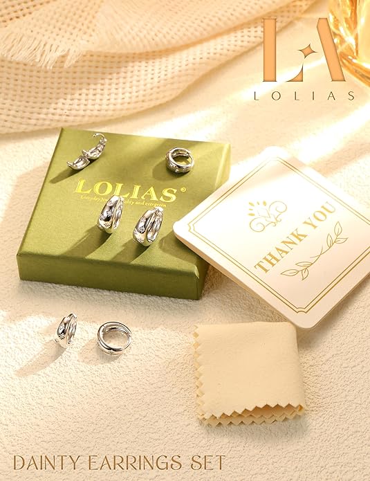 14K Gold Plated Hoop Earrings Set for Women - 3Pairs Chunky 14K Gold Plated Silver Huggie Earrings Small Earrings Lightweight Hypoallergenic MultiColored CZ Hoop Earrings Stacks for Multiple Piercing