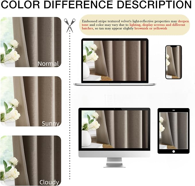 Kayne Studio Mocha Tan Velvet Pinch Pleated Back Tab Curtains 95 Inch Long | - Image 8
