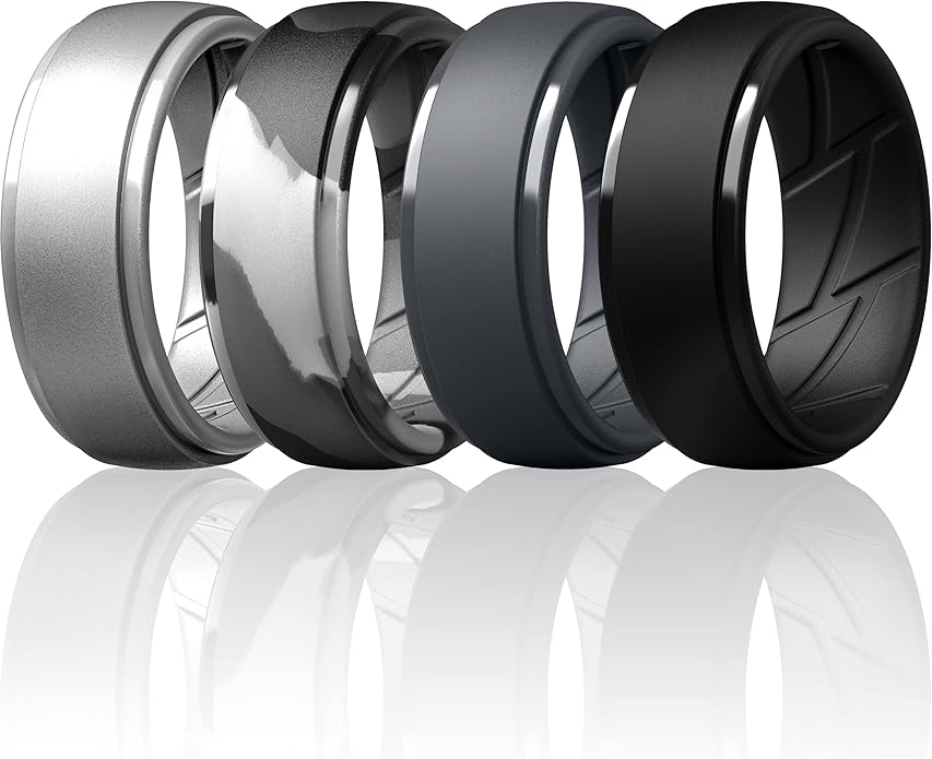 ThunderFit Men's Silicone Rings 10mm Wide 2.5mm Thick Rubber Bands, Breathable, Variety Multipack 1-10