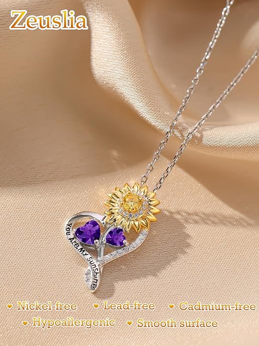Valentine's Day Gifts for Wife 925 Sterling Silver Double Birthstone Pendant Necklaces I Love You for Always and Forever Necklace Anniversary Birthday Gifts for Wife Girlfriend Mom Her