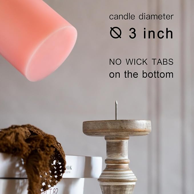 MOZEAL 3" x 6" Hand-Poured Unscented Candle, Dripless Pillar Candle Set of 3 - Image 4