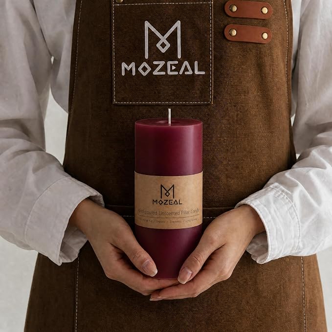 MOZEAL 3" x 4" Hand-Poured Unscented Burgundy Candle, Dripless Maroon/Dark Red - Image 2